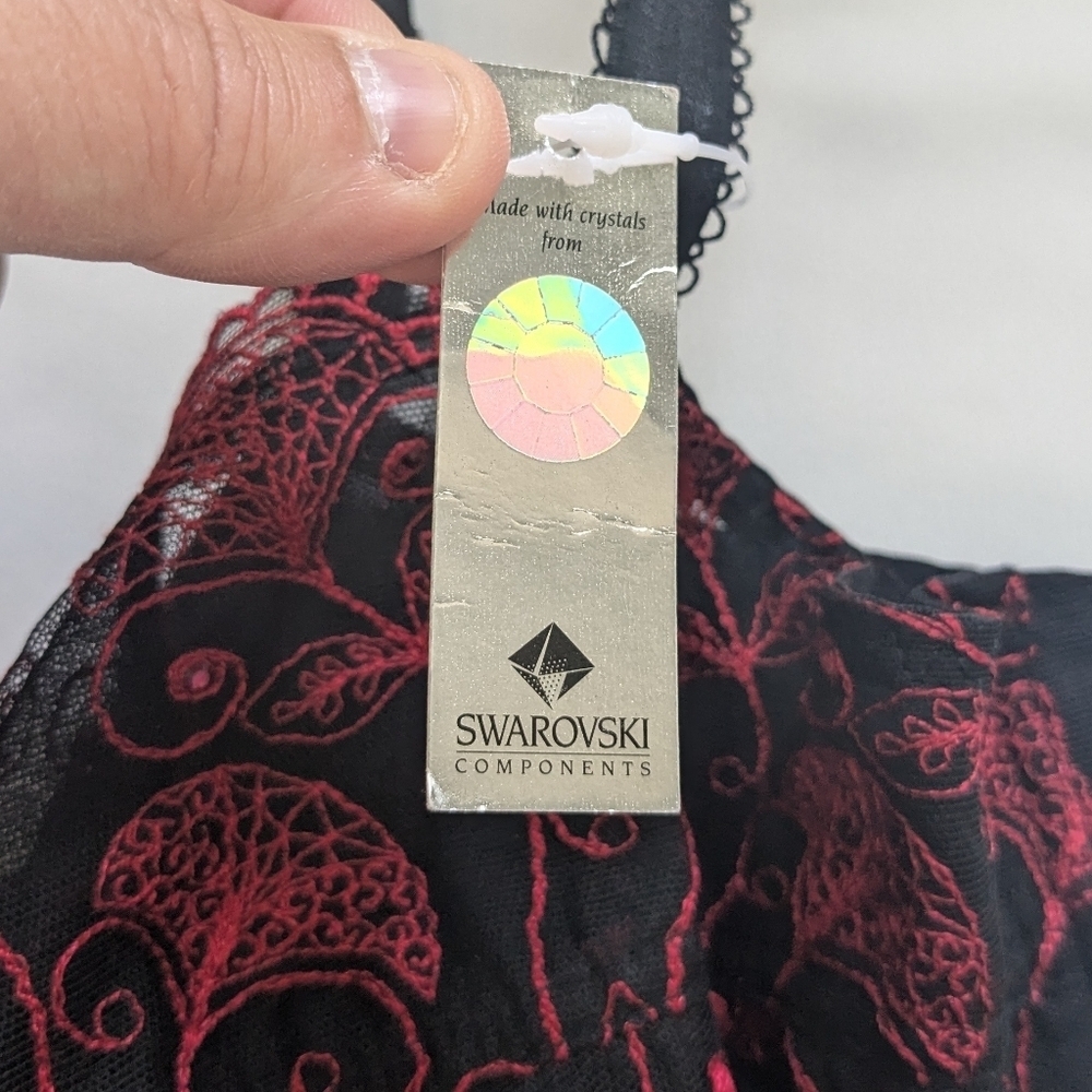 Panache Black Bra with Red Floral Embroidery - Picture 4 of 8